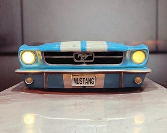 Ford Mustang Wall Decor, Mustang Wall Statue, Antique Decor, Mustang Wall Sculpture, Wall Hangings, Classic Car Statue, Mustang With Lights