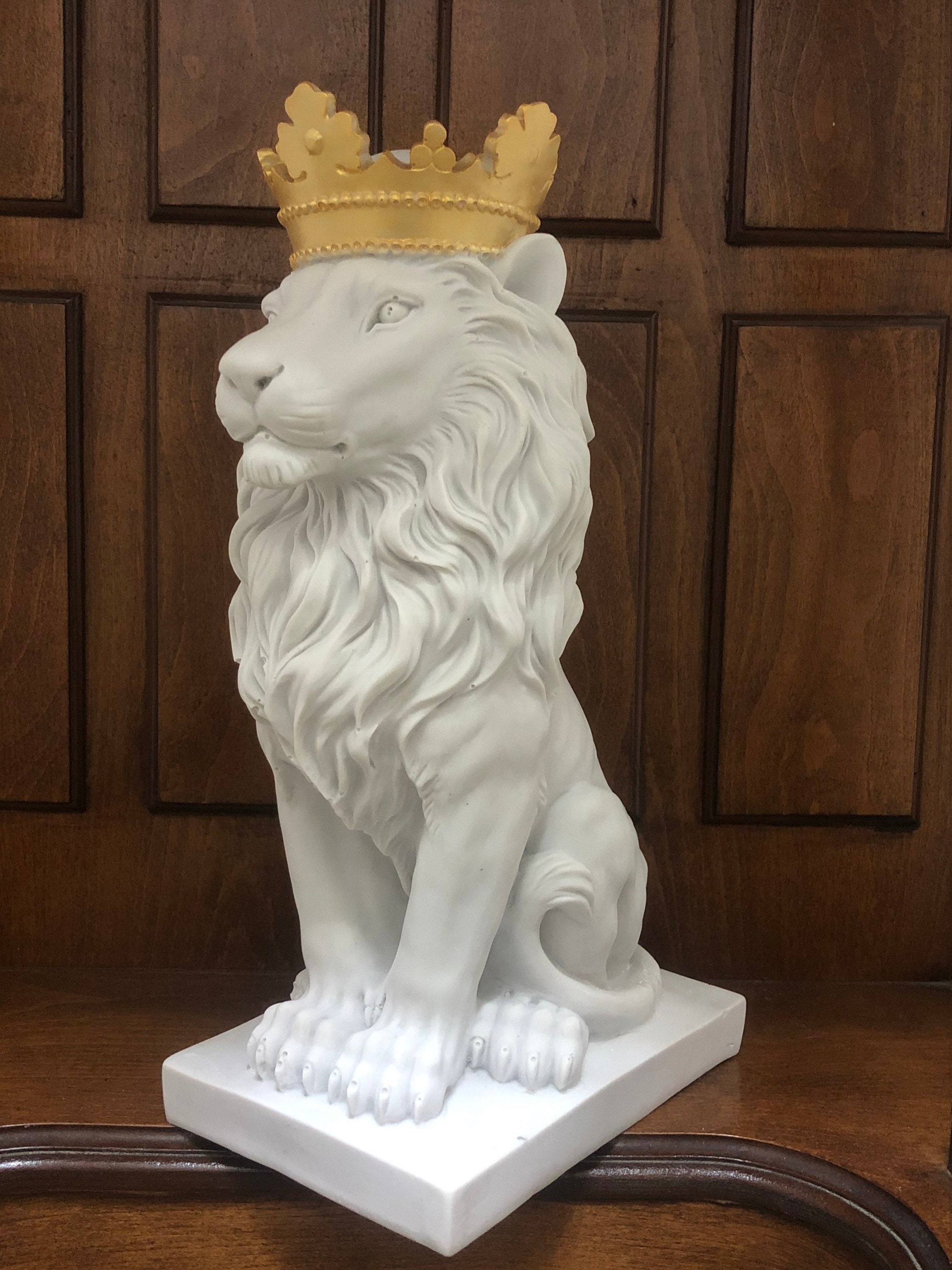 Lion King Statue Lion King Sculpture Crown Lion Sculpture Etsy