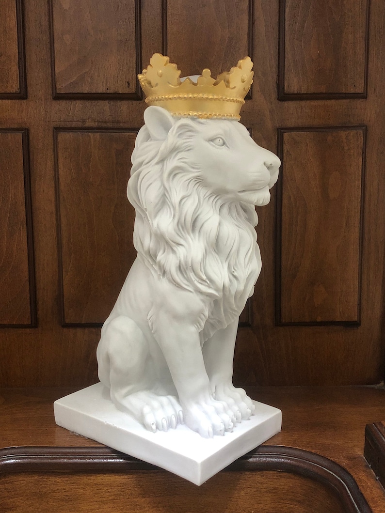 Lion King Statue Lion King Sculpture Crown Lion Sculpture Etsy