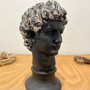 David Statue, David Sculpture Statue, Large David Bust, Greek Bust Statue, Male Statue, Black David Statue
