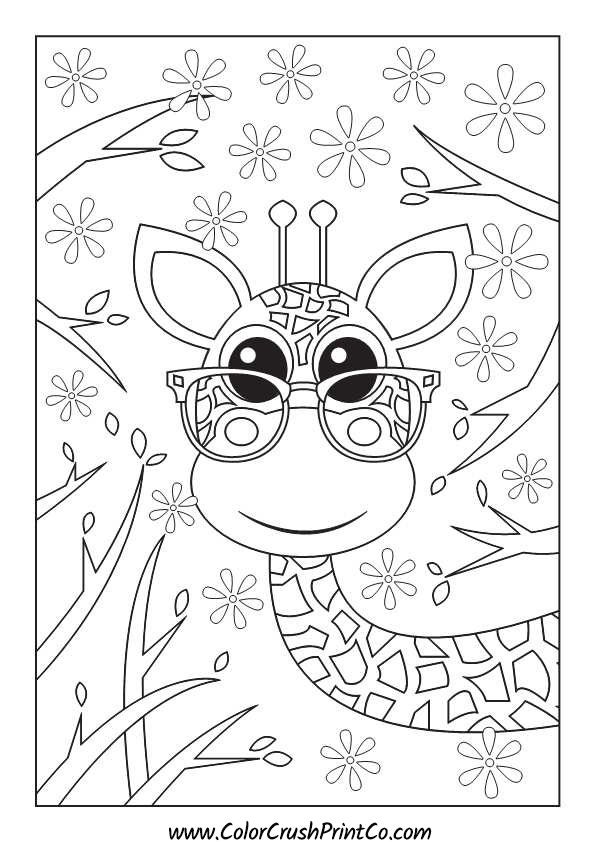 8 Pages Animals With Glasses Coloring Book Pages Bundle 3 Download and ...