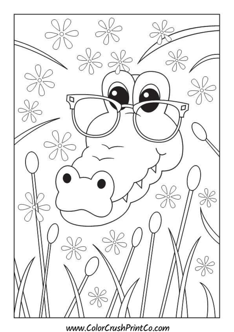 8 Pages Animals With Glasses Coloring Book Pages Bundle 3 Download and ...