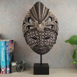 Indonesia Batik Mask Sculpture, Batik Pattern, Indonesia Batik, Indonesia Pride, Handwriting Batik, Wooden Mask, Wall Decor, Home Decor