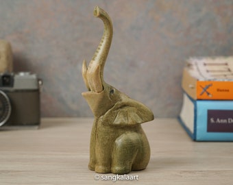 Wooden Little Elephant , Animal Sculpture, Handmade, Wood Carving, Wood Stataue, Kids Toys, Ornament, Table Top, Home Decor, Room Decor, Art