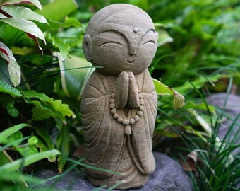 Escultura de Jizo, Buda Jizo, Estatua de Jizo, Jizo japonés, Jardín japonés, Estatua de piedra, Escultura de piedra, Hecho a mano, Tallado a mano, Decoración de jardín