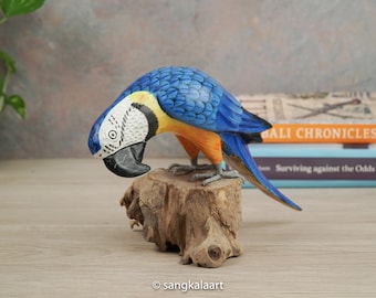 The Blue Parrot Sculpture, Bird Statue, Parrot Lover, Bird Statue, Parrot Ornament, Housewarming, Handmade, Home Decor, Christmas Gift Idea
