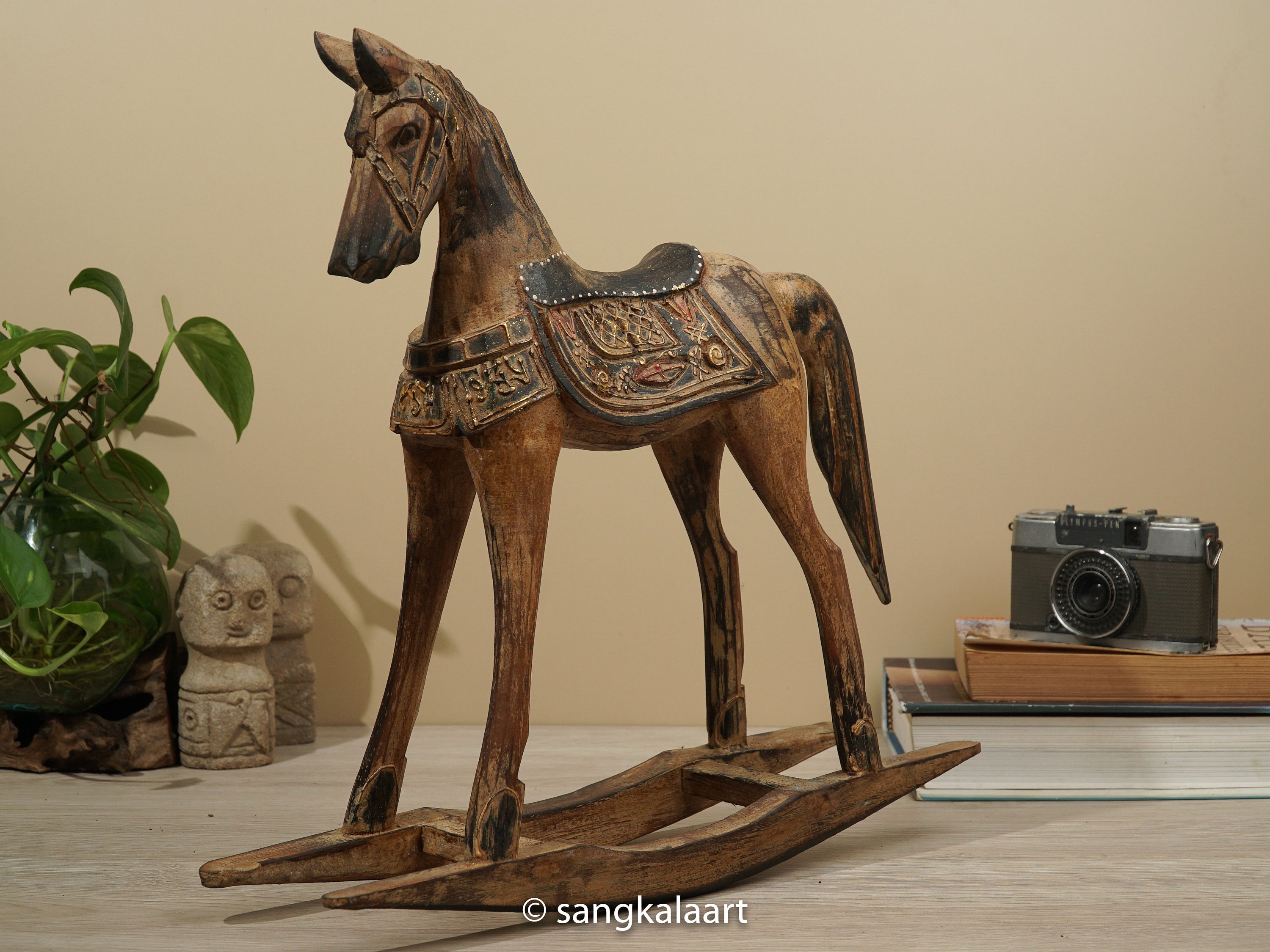 Carved wooden rocking horse 2025