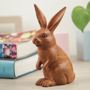 Wooden Rabbit Sculpture, Standing Rabbit, Animal Lover, Rabbit Lover, Wood Carving, Handmade, Hand Carved, Ornament, Miniature, Home Decor