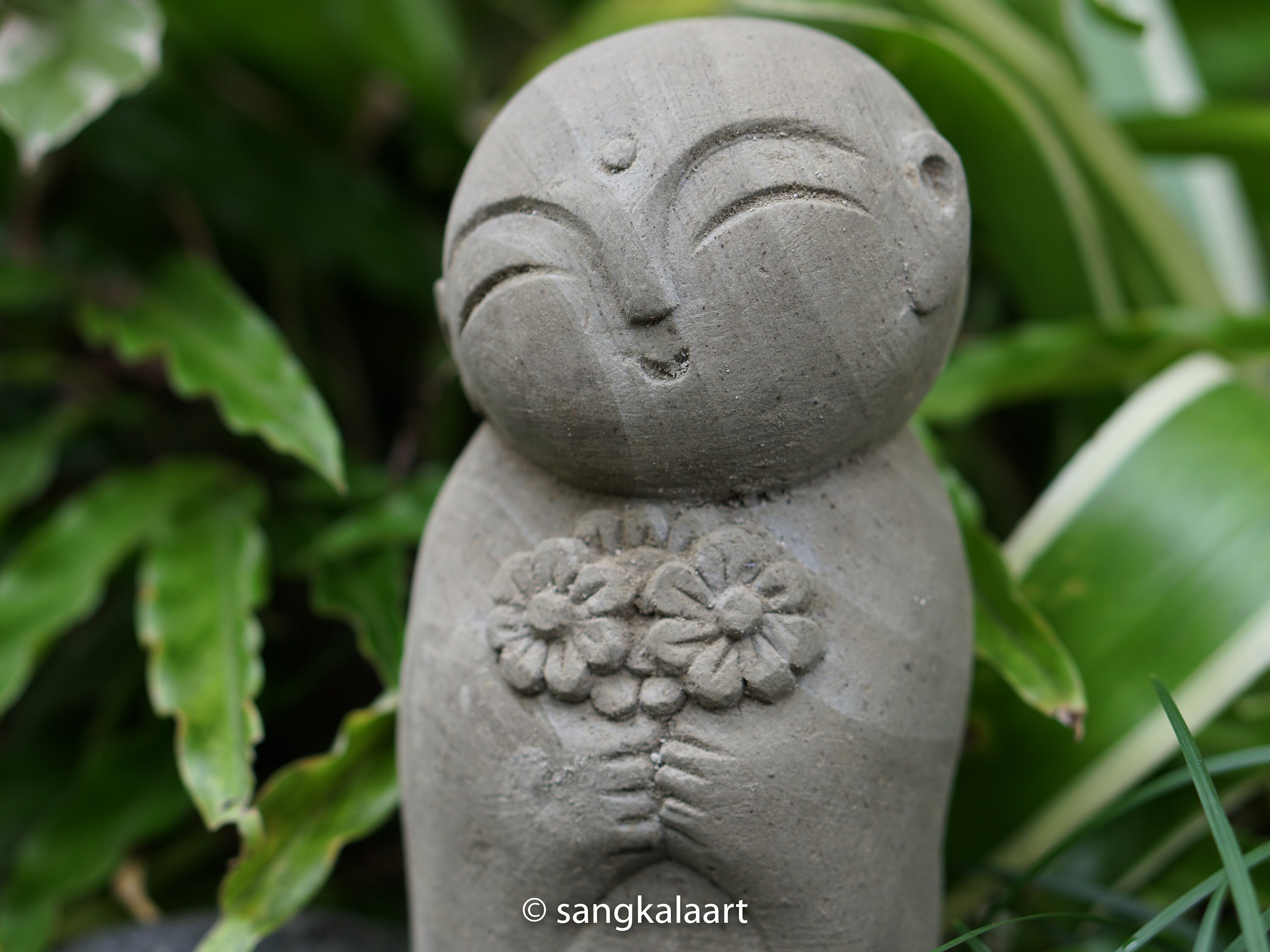 Stone Jizo Sculpture Jizo Garden Stone Statue Handmade Etsy