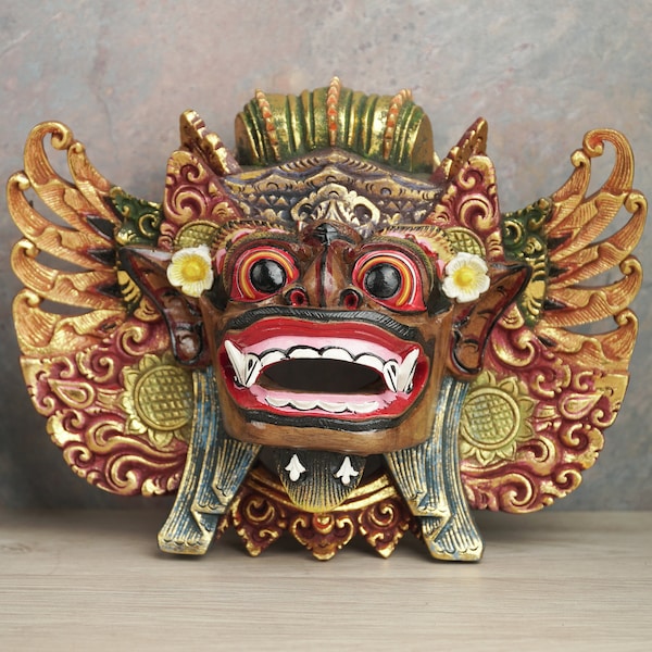 Wooden Balinese Barong Wall Decor, Barong Mask, Barong Dance, Bali Decor, Handmade, Hand Carved, Home Decor, Room Decor, Office Decor, Gifts