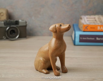 Holz Hunde Statue, Tier, Holzschnitzerei, Handarbeit, Handarbeit, Holz geschnitzt, Kinderspielzeug, Ornament, Wohndekor, Geburtstagsgeschenk, Geschenk für Kinder