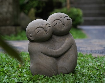 Estatua de pareja Jizo, arte Jizo, Buda Jizo, estilo japonés, jardín japonés, adorno, decoración de jardín, decoración del hogar, exterior, regalo de cumpleaños