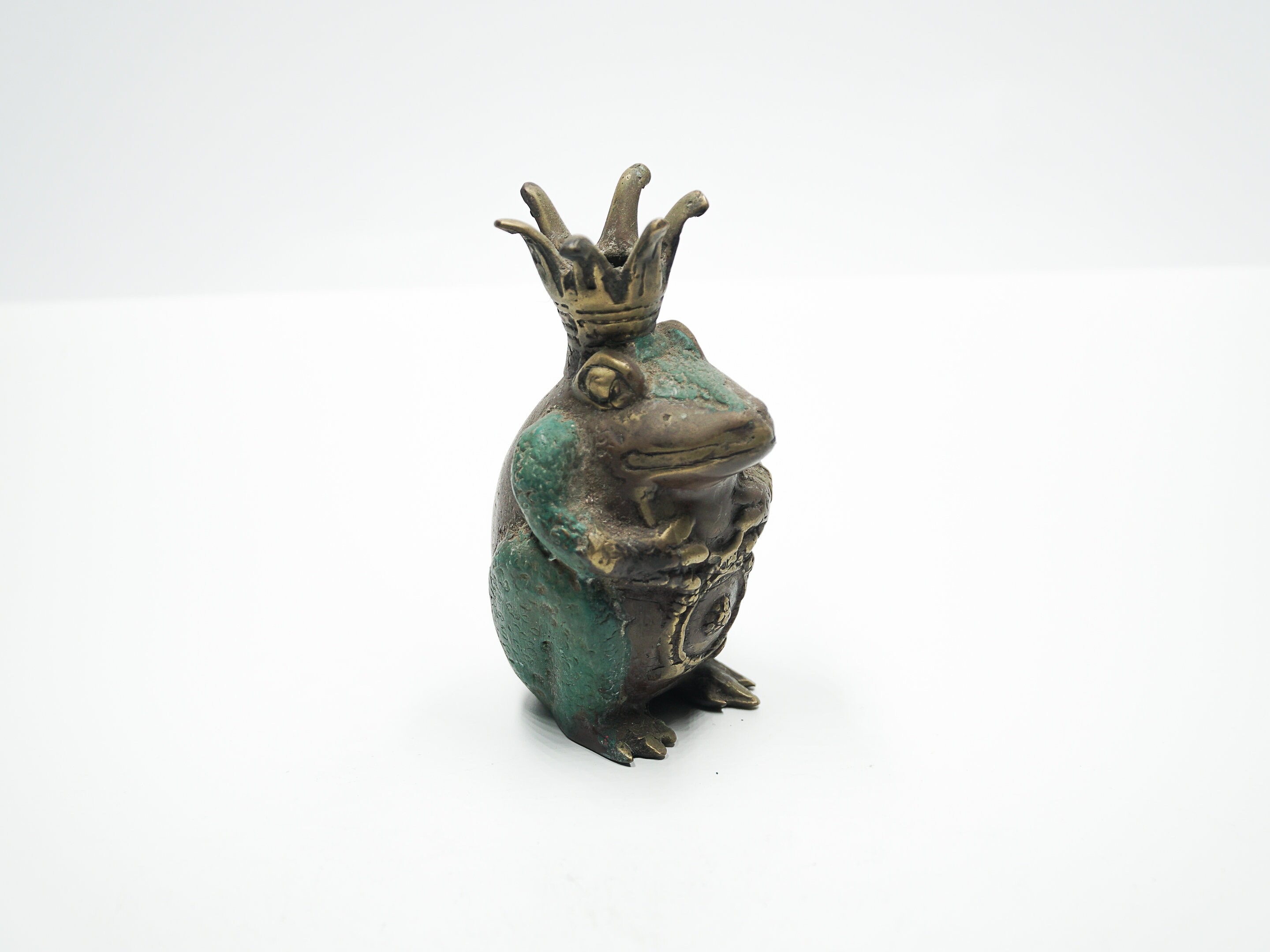 Frog With Crown Bronze Sculpture Antique Statue Ornament Etsy