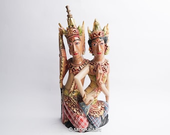 Couple Balinese Statue, Statue, Hand Carving, Handmade, Wood Carving, Ornament, Home Decor, Office Decor, Fathers Day Gift, Gift For Him