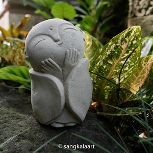 Solid Stone Jizo Sculpture, Jizo Figure, Buddha Jizo, Stone Jizo, Stone Carving, Hand Carved, Handmade, Garden Decor, Outdoor, Gifts Idea