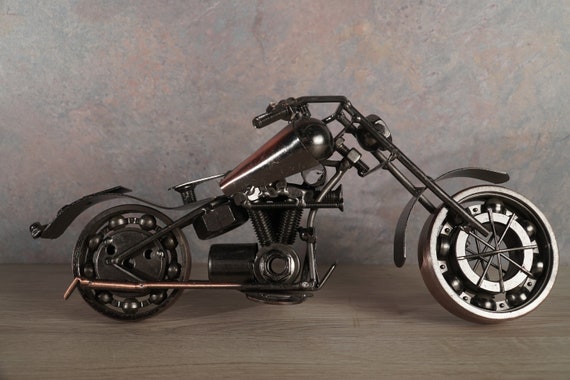 Moto miniature en cuivre, Grand vélo, Moteur V, Moto, Ornement de