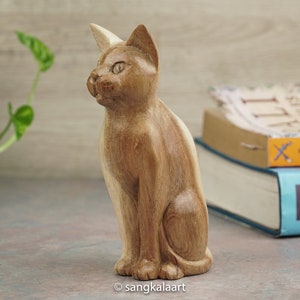 Gato gatinho de madeira, escultura de gatinho, amante de gatos, amante de animais, animais de estimação, escultura em madeira, escultura em madeira, feito à mão, miniatura, inauguração de casa, presentes