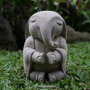 Solid Stone Elephant Buddha Figure Sculpture, Buddha Sculpture, Stone Carved, Handmade, Buddha Figure, Home Decor, Garden Decor