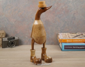 Standing Duck Figure, Wooden Duck, Bamboo Wood, Bamboo Sculpture, Wood Statue, Handmade, Hand Carved, Home Decor, Room Decor, Gift