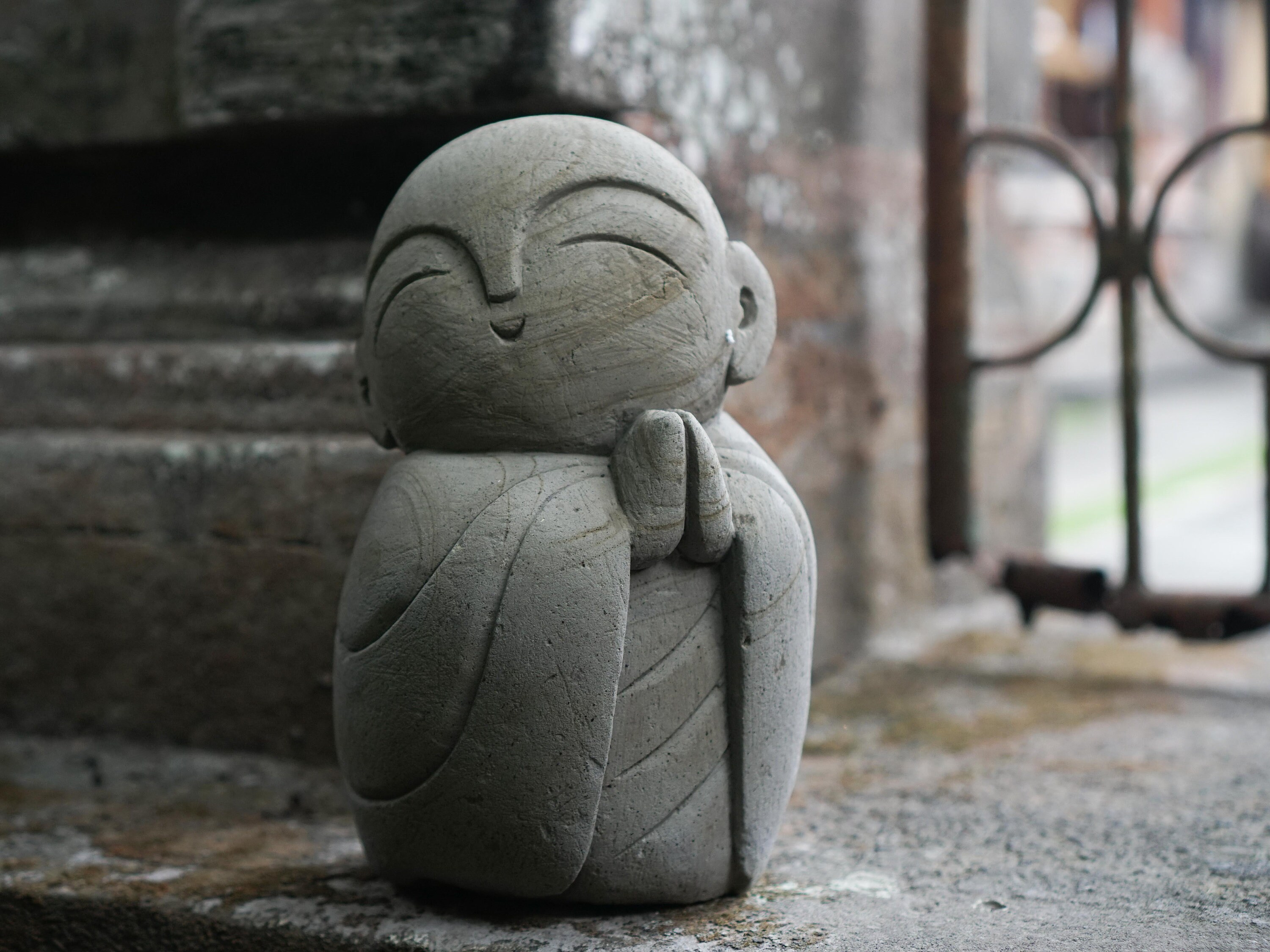 Stone Jizo Sculpture 20cm - 7.8 Stone Jizo Sculpture 20cm - 7.8