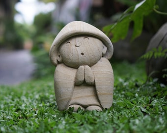Estatua de Jizo de 20 cm, estatua de piedra, Jizo japonés, Buda Jizo, Buda guardián Jizo, decoración de jardín, exterior, hogar
