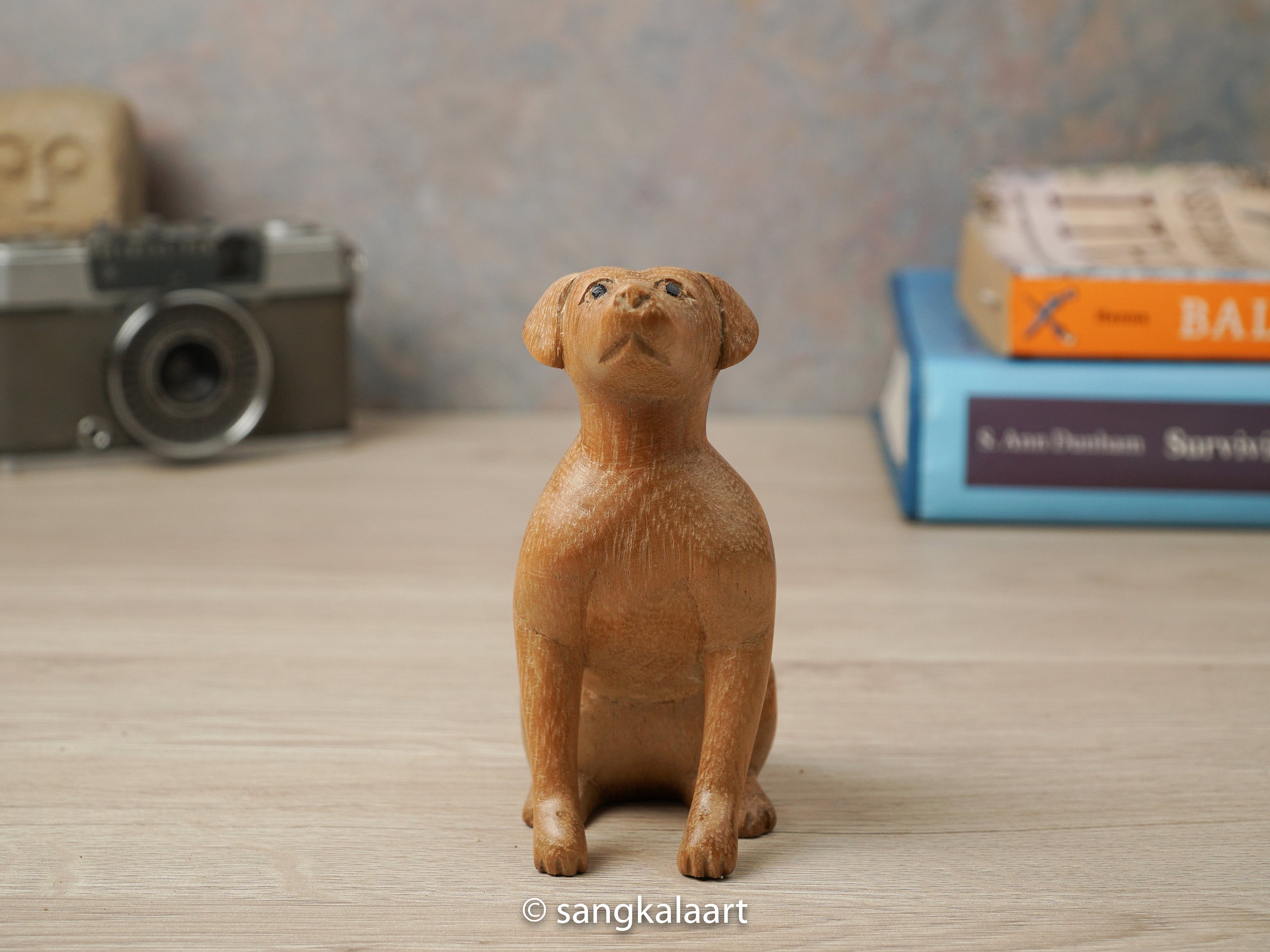 Wooden Dog Statue Animal Wood Carving Handmade Handcraft Etsy