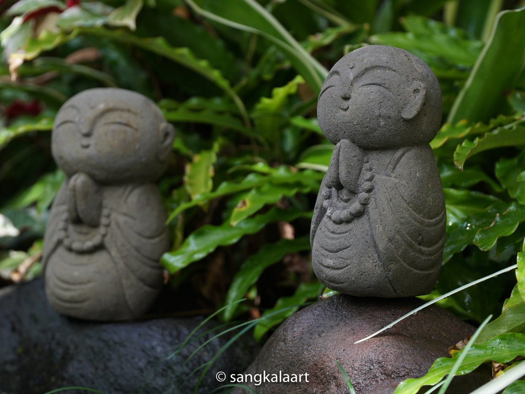 Solid Stone Jizo Statue, Jizo Statue, Jizo Stone, Stone Statue, Stone Carving, Handmade, Hand