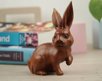 Wooden Rabbit Sculpture, Standing Rabbit, Animal Lover, Rabbit Lover, Wood Carving, Handmade, Hand Carved, Ornament, Miniature, Home Decor