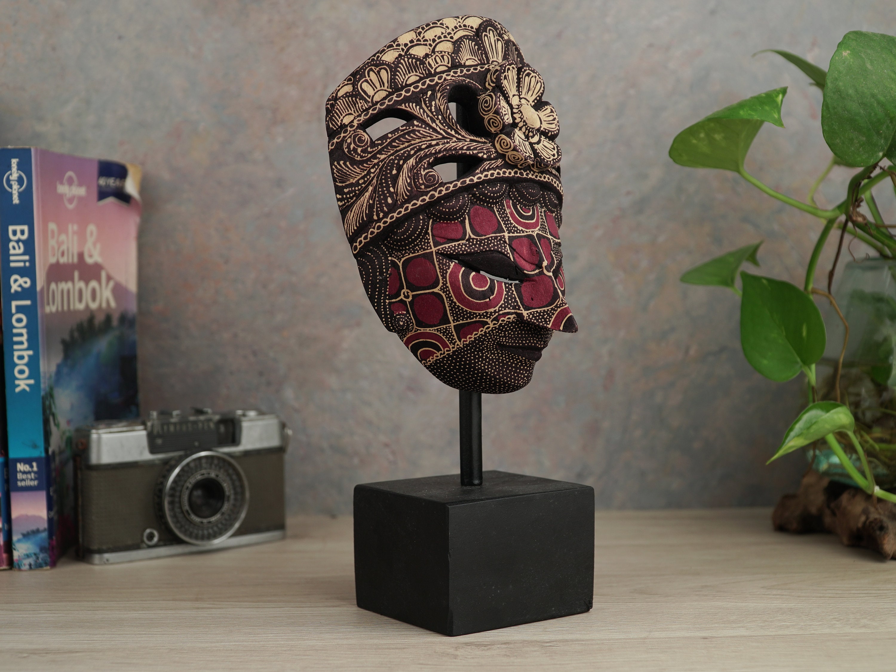 Maschera Bumbo In Legno Bali - Maschera Da Parete, Scelta 50 Cm O 100 Cm - Foto 7