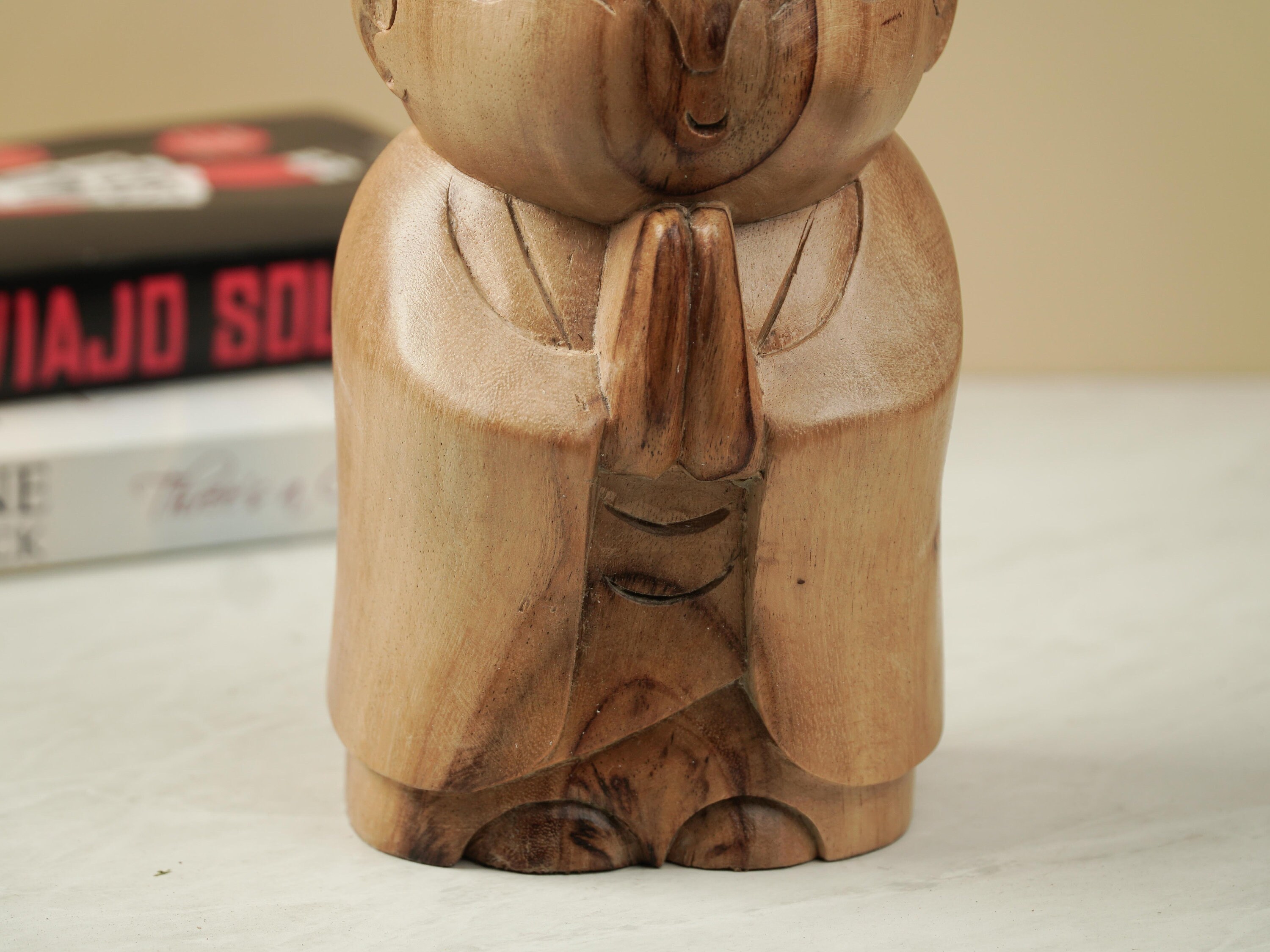 Wooden Jizo Sculpture 7.8 Inch 20 Cm, Guardian Jizo, Wooden