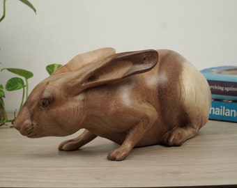 GROSSE Kaninchen Skulptur, Kaninchen Statue, Kaninchen Figur, Kaninchen Liebhaber, Tier, Ornament, Einweihungsparty, handgemacht, handgeschnitzt, Geburtstagsgeschenk