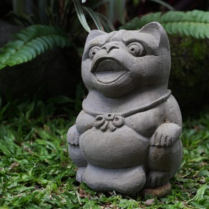 Japońska statua Tanuki, kamienna statua, piaskowiec, powodzenia, szczęście, fortuna, na zewnątrz, wystrój ogrodu, wystrój domu, prezenty