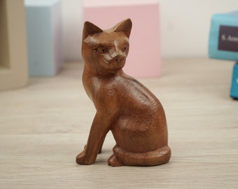 Wooden Cat Sculpture, Cat Figure, Kitten, Cat Lover, Animal, Animal Wood, Miniature, Handmade, Hand Carved, Home Decor, Room Decor, Gifts