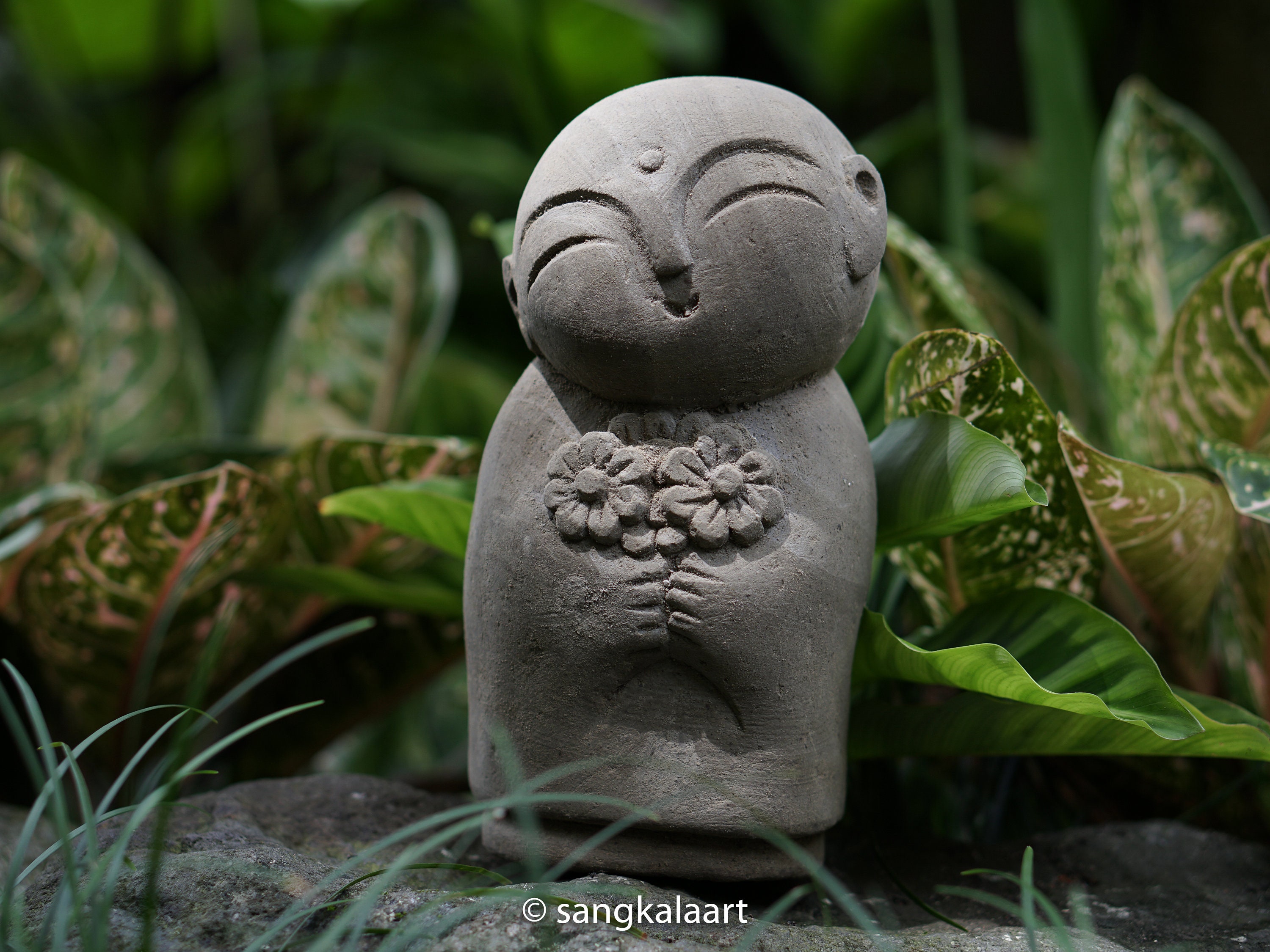 Stone Jizo Sculpture Jizo Garden Stone Statue Handmade Etsy