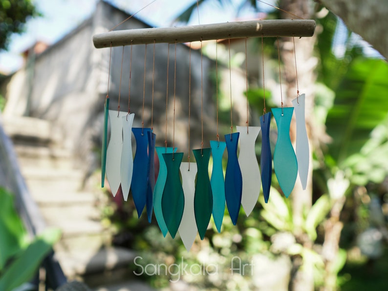 Glass Wind Chime, Fish Style, Hanging Wind Chime, Sounds, Home Decor, Wall Decor, Glass Decor, Outdoor, Garden Decor, Handmade. image 6