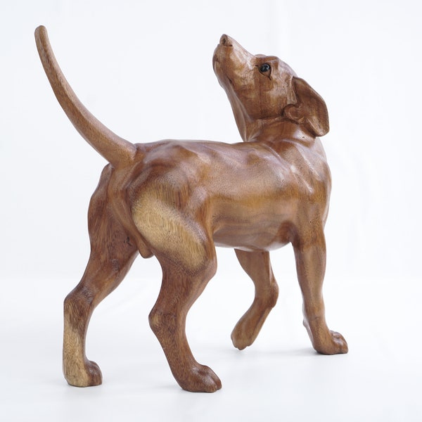 Scultura di cane in legno 11,8" pollici / 30 Cm, Intaglio del legno, Fatto a mano, Intagliato a mano, Ornamento, Amante dei cani, Animale, Regalo per lei, Regalo di compleanno