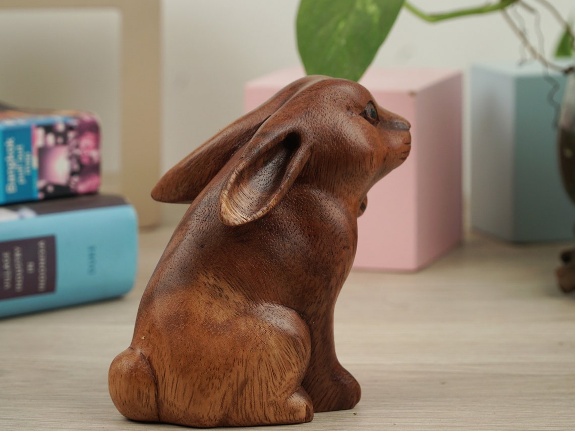 Wooden Rabbit Sculpture Standing Rabbit Animal Lover Rabbit - Etsy