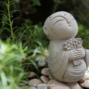 Stone Jizo Statue, Buddha Jizo, Jizo Sculpture, Little Jizo, Japanese Jizo, Handmade, Hand Carved, Garden Decor, Halloween, Gifts