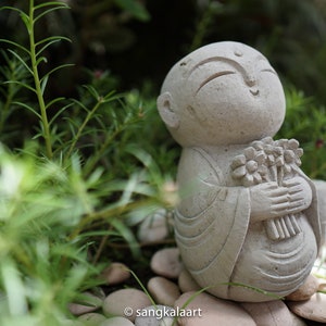 Stone Jizo Statue, Buddha Jizo, Jizo Sculpture, Little Jizo, Japanese Jizo, Handmade, Hand Carved, Garden Decor, Halloween, Gifts