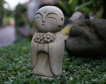 地蔵石像 7インチ / 18 cm、日本の地蔵、石の彫刻、ホーム