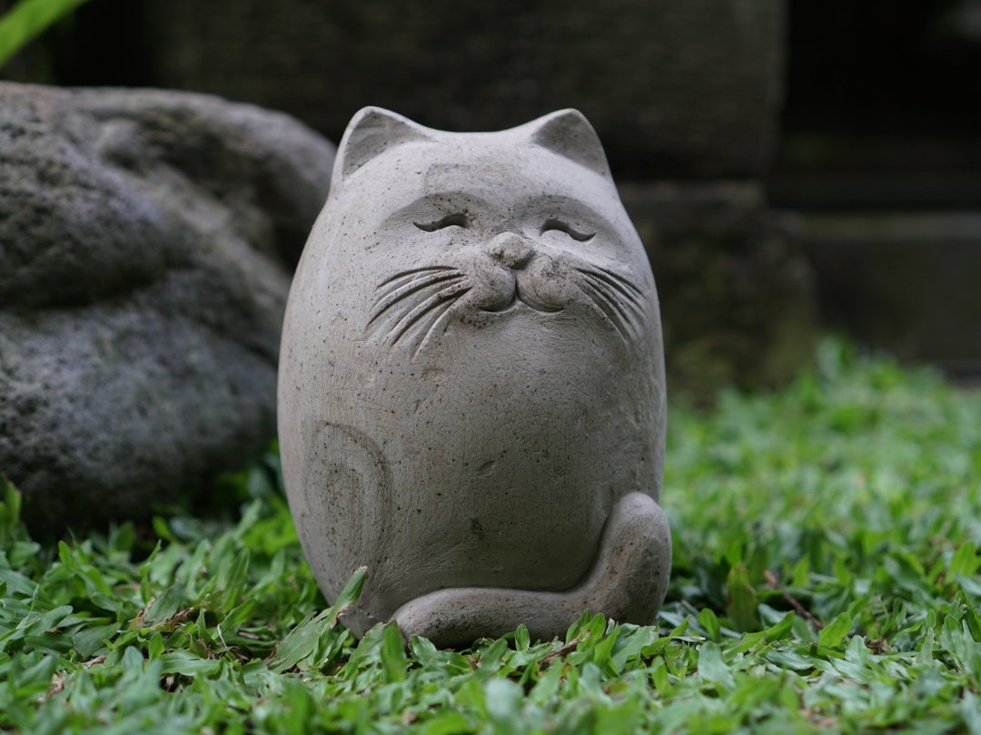 [未使用] ストーンオブジェ cats Stone Cat Sculpture, Stone Statue, Cat Figure, Cat Lover