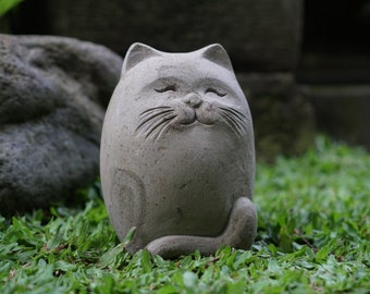 Stone Cat Sculpture, Stone Statue, Cat Figure, Cat Lover, Kitten, Animal, Housewarming, Garden Decor, Outdoor, Home Decor, Birthday Gift
