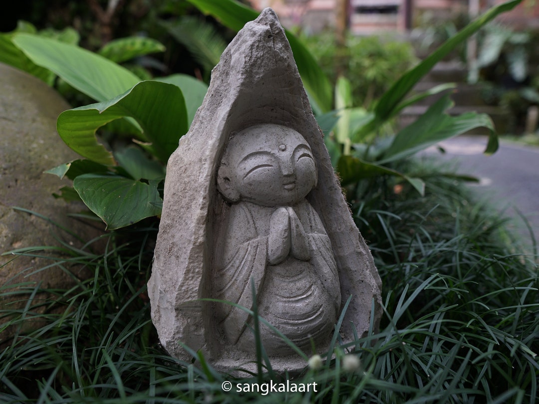 Stone Jizo Sculpture , Jizo Figure, Jizo Statue, Japanese Jizo, Buddha Jizo, Stone Sculpture