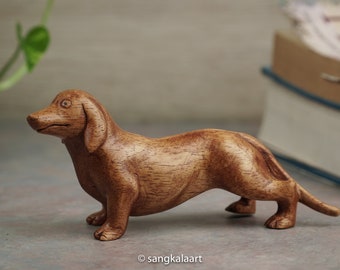 The dachshund, Badger Dog, Sausage Dog, Dog Sculpture, Doggie, Dog Lover, Animal, Wood Carving, Wood Statue, Handmade, Hand Carved, Gifts