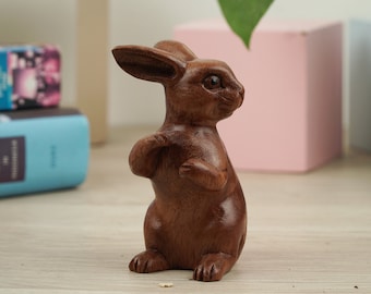 Wooden Rabbit Sculpture, Standing Rabbit, Animal Lover, Rabbit Lover, Wood Carving, Handmade, Hand Carved, Ornament, Miniature, Home Decor