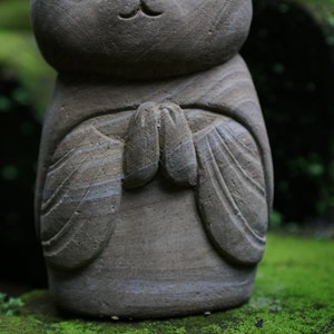 Cat Meditate 7.8inch / 20 Cm, Jizo Statue, Cat Jizo, Cat Lover, Housewarming, Ornament, Handmade, Hand Carved, Garden Decor, Outdoor, Gifts image 4