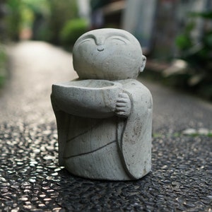 Jizo Statue 7.8&quot; inch - 20 Cm, Stone Statue, Japanese Jizo, Buddha Jizo, Guardian Jizo, Buddha, Garden Decor, Outdoor, Home Decor