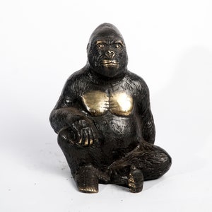 2 Color Bronze Gorilla Sculpture, Animal Statue, Brass Decor, Animal Ornament, King-Kong, Living Room Decor, Gift for Dad, Birthday