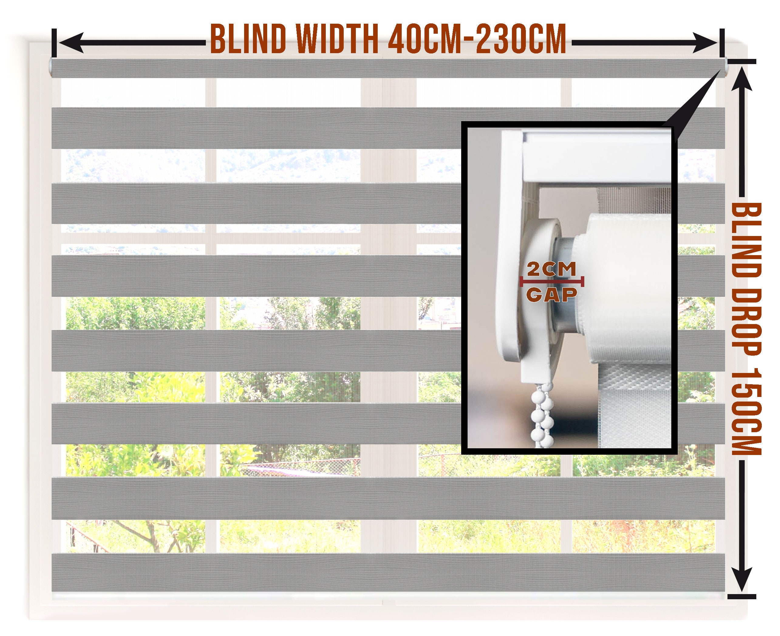 ZEBRA BLINDS Day and Night Blinds Window 150CM DROP, Easy Fix Zebra