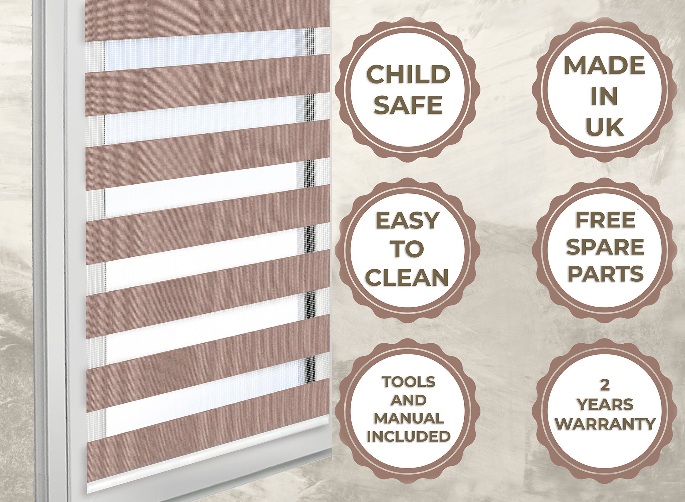 ZEBRA BLINDS Day and Night Blinds Window 150CM DROP, Easy Fix Zebra